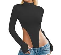 Generisch 2023 Body sexy pour femme avec taille exposée Chemisiers pour femmes Grandes tailles, Noir , L