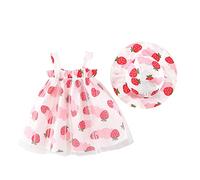 Generisch 2023 Été Coton Bébé Nouveau-né Fille Robe Mignon Fraise Imprimé Élastique Filles Enfants Robe Chapeau Histoires de Noël Calendrier de l'Avent, rouge, 2-3 ans
