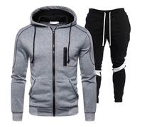 Generisch 2024 Survêtement décontracté pour homme - Manches longues - Fermeture éclair complète - Course à pied - Jogging - Athletic Sweat Suits, gris, XXL