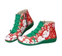 Generisch 2025 1 paire de chaussures de Noël avec motifs de Père Noël, écussons colorés, baskets, bottes courtes, chaussures décontractées, chaussures de course pour femme, vert, 40 EU