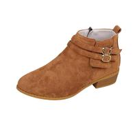 Generisch 2025 2024 Roman Rétro Bottes Courtes Enfants Hiver Grande Taille Talon Moyen Talon Épais Dentelle Bottes Chaussures Femmes Noir Laqué Plateau, marron, 38 EU