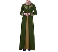 Generisch ~2025 Abaya Robe à manches longues Islam Dubaï Robe Femme Dentelle Arabe pour Femmes Musulmanes Vêtements Musulmans Mini Ensemble, vert, XL