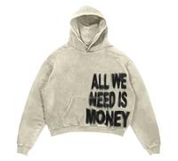 Generisch 2025 All We Need Felpa Donna Con Cappuccio Giacca Con Stampa Lettere Sweatshirt Punk Streetwear Vêtements Adolescents Garçons, beige, XL