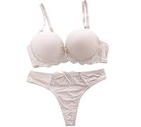 Generisch 2025 Basse Rembourré Dentelle Soutien-Gorge Push Femme Culotte Sous-vêtements pour Femmes en Ensemble Lingerie avec Rubans, kaki, 95B