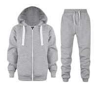 Generisch 2025 Bébé Enfants Manches Longues Couleur Solide Zip Up Sweat à Capuche Sweatshirt Top Fille Manteau Vestes Pantalons Avec Poche Ensemble de Vêtements Fille, Gris clair., 3-4 ans