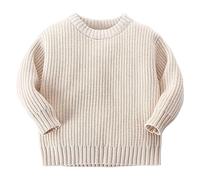Generisch 2025 Bébé Fille Garçon Col Rond Manches Longues Pull Solide pour Nourrissons Pull Tricoté Hiver Chaud Tops Manteau Veste Blouse Blanche Fille, beige, 2-3 ans