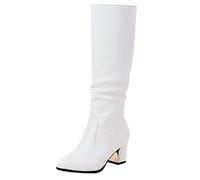 Generisch 2025 Bottes de neige au genou Bottes d'hiver chaudes à talon tendance pour femmes Bottes hautes pour femmes Chaussures d'hiver pour femmes, Blanc., 36 EU