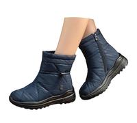 Generisch 2025 Bottes de neige d'hiver isolées pour femme Talon moyen Décontracté Confortable Chaud Bottines pour temps froid au-dessus du genou 39, bleu, 42 EU