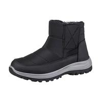 Generisch 2025 Bottes d'hiver chaudes et confortables pour hommes et femmes, à enfiler, bottes de neige moyennes, motif carte du monde, Noir , 44 EU