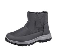 Generisch 2025 Bottes d'hiver chaudes et confortables pour hommes et femmes, à enfiler, bottes de neige moyennes, motif carte du monde, gris, 40 EU