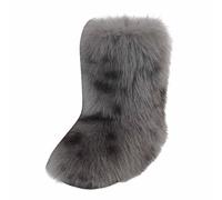 Generisch 2025 Bottes d'hiver en cuir synthétique - Bottes mi-hautes chaudes à enfiler - Bottes d'extérieur pour temps froid pour la randonnée et la marche, gris, 39 EU