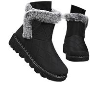 Generisch 2025 Bottes d'hiver pour femme avec semelle à neige isolée et chaude Semelle souple Bottines hautes pour activités de plein air et le quotidien Chaussures Rome pour femme, Noir , 37 EU