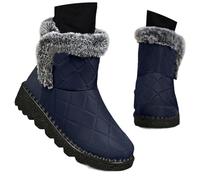 Generisch 2025 Bottes d'hiver pour femme avec semelle à neige isolée et chaude Semelle souple Bottines hautes pour activités de plein air et le quotidien Chaussures Rome pour femme, bleu, 37 EU