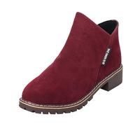Generisch 2025 Bottines courtes pour femme - Talon bloc - Fermeture éclair latérale - Décontractées - Confortables - Pour l'hiver - Mode - Chaussures d'infirmière - Baskets pour femme, rouge, 40 EU