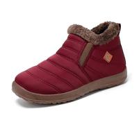 Generisch 2025 Bottines d'hiver pour femme avec doublure, isolées, hautes, chaudes, pour temps froid, pour la randonnée en plein air, chaussures noires pour femme en tissu, rouge, 41 EU
