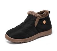 Generisch 2025 Bottines d'hiver pour femme avec doublure, isolées, hautes, chaudes, pour temps froid, pour la randonnée en plein air, chaussures noires pour femme en tissu, Noir , 38 EU