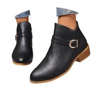 Generisch 2025 Bottines rétro pour femme avec fermeture éclair latérale pour les loisirs, design à talon moyen, parfaites pour toutes les saisons, chaussures d'hiver pour femme, Noir , 39 EU