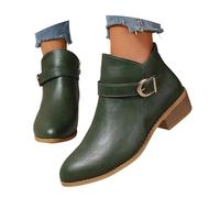 Generisch 2025 Bottines rétro pour femme avec fermeture éclair latérale pour les loisirs, design à talon moyen, parfaites pour toutes les saisons, chaussures d'hiver pour femme, vert, 42 EU