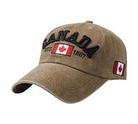Generisch 2025 - Casquette de baseball Canada, journée du Canada, drapeau de feuille d'érable brodé, casquette réglable lessive casquettes linge noir, kaki, taille unique
