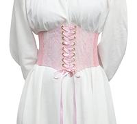 Generisch | 2025 Ceinture corset pour femme, ceinture à lacets, corset sans bretelles sous la poitrine, bustier, cintre en maille transparente, large ceinture écharpe grosse maille, Rose, taille