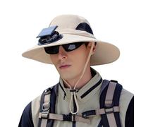 Generisch 2025 Chapeau de soleil à énergie solaire avec ventilateur intégré pour le travail en plein air Sports Pêche Large bord Respirant Design unisexe Chapeau de soleil Casquette, Beige (01