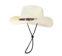 Generisch 2025 Chapeau d'été de style cowboy pour la plage, chapeau de soleil décontracté pour les vacances, style panama, chapeau de bowler ombre, chapeau de soleil avec ruban enfant, Jaune clair