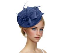 Generisch 2025 - Chapeaux bibi pour femmes, vêtements de fête de thé vintage, tenue, bandeau, chapeau d'église pour femmes et petits enfants Chapeau de soleil, Marine, taille unique