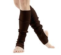 Generisch 2025 - Chauffe-jambes pour femme danse et yoga | Chaussettes de danse à bout ouvert et talon | Eighty's 80s Ribbed Party Socks | Chaussettes de sport chaudes pour homme, café, taille unique