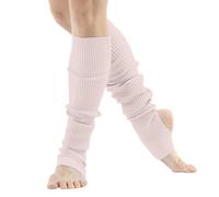 Generisch ·2025 Chauffe-jambes pour femmes danse yoga à talon ouvert chaussettes de danse Eighty's 80s Ribbed Party Socks Chaud Sports Pince de préhension Bas, Rose clair, taille unique