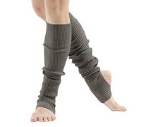 Generisch ·2025 Chauffe-jambes pour femmes danse yoga à talon ouvert chaussettes de danse Eighty's 80s Ribbed Party Socks Chaud Sports Pince de préhension Bas, gris foncé, taille unique