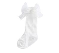Generisch 2025 chaussettes bébé mode chaussettes mollet douces bas en dentelle au genou avec grand nœud papillon chaussettes bébé design, Blanc., 18.5-Infant