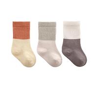 Generisch 2025 Chaussettes de nourrisson pour garçons et filles, respirantes, couleur patchwork, chaussettes en maille, chaussettes hautes à la cheville, chaussettes sans couture garçon, gris, 3-5 ans