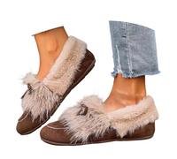 Generisch 2025 Chaussons chauds en peluche pour femme avec nœud Mary Jane Chaussures Ballerines Chaussures basses d'hiver Chaussons d'hiver Chaussures de yoga
