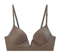 Generisch 2025 col en V profond, grand dos ouvert, en forme de U, beau dos, sous-vêtements sans couture, petite poitrine, froncé, affaissé, soutien-gorge sans anneau en acier dentelle blanche, café