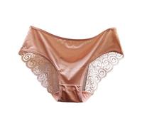 Generisch 2025 Coupe Sous-Vêtements en Maille Creuse pour Femmes avec Nœud, Surface Satin Sans Couture à Taille Basse Un Haut Triangle Couleur Peau Armoire Sous-Vêtements, RD2, L