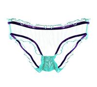 Generisch 2025 Culotte transparente en maille filet pour femme, dentelle légère et respirante, pur coton, taille basse, lingerie transvestie, vert, taille unique