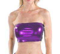 Generisch -2025 Débardeur à langer pour femme, couleur unie, tube, t-shirt, haut de performance, pull pour femme avec paillettes, lilas, XXL