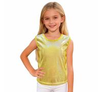 Generisch 2025 Débardeur sans manches à paillettes pour filles, idéal pour les séances photo de maternelle, les spectacles de fève, gilet à paillettes, jaune, 100