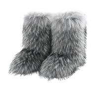 Generisch 2025, décontracté, hiver, sports de plein air, colorés, chauds, laine, comme bottes de neige, bottes de mollet, chaussures pour femme avec talon compensé, gris, 39 EU