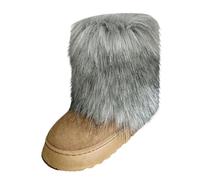 Generisch 2025, décontracté, hiver, sports de plein air, colorés, chauds, laine, comme bottes de neige, bottes mollet pour femme chaussures 37, gris, 36 EU