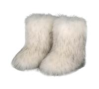 Generisch 2025, décontracté, hiver, sports de plein air, colorés, chauds, laine, comme bottes de neige, bottes de mollet, chaussures pour femme avec talon compensé, Blanc., 37 EU
