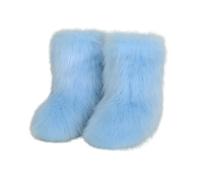 Generisch 2025, décontracté, hiver, sports de plein air, colorés, chauds, laine, comme bottes de neige, bottes de mollet, chaussures pour femme avec talon compensé, bleu ciel, 39 EU