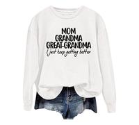Generisch 2025, décontracté, uni, ample, manches longues, avec imprimé lettres, pull à capuche col rond pull sportif femme, Blanc., S