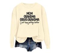 Generisch 2025, décontracté, uni, ample, manches longues, avec imprimé lettres, pull à capuche col rond pull sportif femme, Jaune clair., XXL