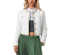 Generisch 2025 Dirndl Grande Taille Tops Femme Élégante Veste de Fête de la bière Élégant Chemisier de loisirs polyvalent à manches longues avec col rond pour le quotidien, Blanc., L