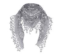 Generisch 2025 Écharpe Foulard à pompon Femmes Foulard Floral Sheer Wrap Dentelle Écharpe 04 Article de fan, gris, taille unique