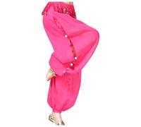 Generisch 2025 Élégant pantalon de danse du ventre pour femme en mousseline avec fente jambe large pantalon de danse avec paillettes vert pantalon femme stretch, Rose, taille unique
