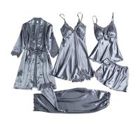 Generisch 2025 - Ensemble de 5 vêtements d'intérieur chauds de The Nightgown Girl Bingsi pour femme, gris, L