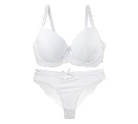 Generisch 2025 Ensemble de Soutien-Gorge Femme Élégant en Dentelle, Balconnet avec Anneau en Acier, Ensemble de Sous-Vêtements Femme en Dentelle, Lingerie Séduisante pour Femme, Blanc., 90C