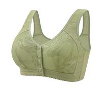 Generisch 2025 Ensemble soutien-gorge décontracté et respirant pour femme, sous-vêtements sans anneau en acier, froncé à fleurs, vert, 48